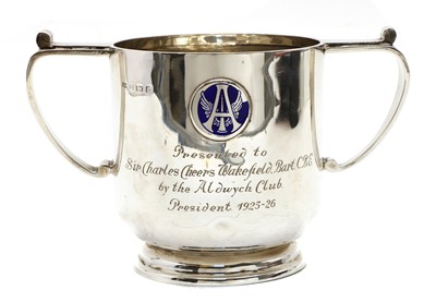 Lot 101 - A silver twin handled cup