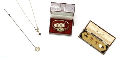 Lot 1468 - A 9ct gold sapphire and diamond set necklace
