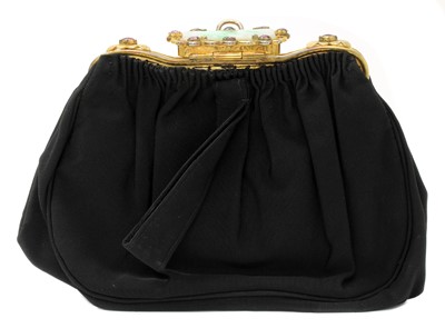 Lot 184 - A black grossgrain gem set evening clutch bag, c.1930