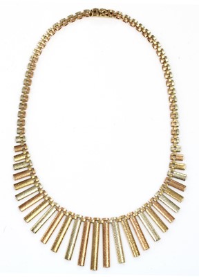 Lot 249 - A 9ct three colour gold 'Cleopatra' style necklace, by Wristwear, c.1970