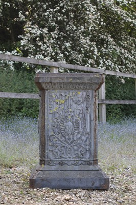 Lot 773 - A large rectangular cast iron plinth