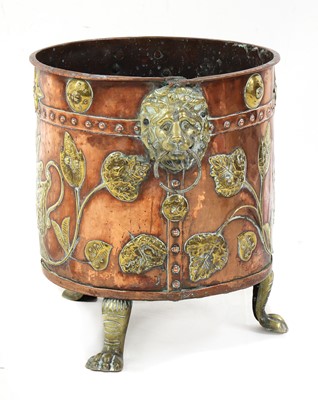 Lot 7 - A copper and brass coal bucket