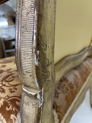 Lot 27 - A pair of French Louis XV giltwood fauteuils à la reine
