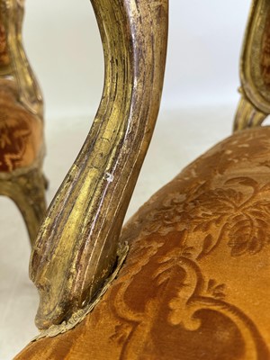 Lot 27 - A pair of French Louis XV giltwood fauteuils à la reine