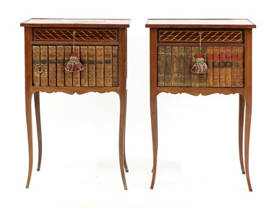 Lot 34 - A pair of parquetry inlaid night tables