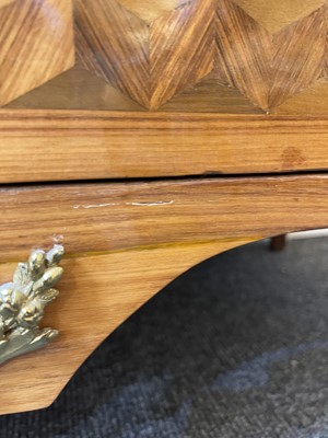 Lot 55 - A Royal French Louis XV kingwood, tulipwood, sycamore and parquetry inlaid meuble d'entrée