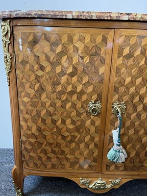 Lot 55 - A Royal French Louis XV kingwood, tulipwood, sycamore and parquetry inlaid meuble d'entrée