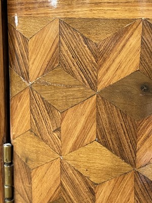 Lot 55 - A Royal French Louis XV kingwood, tulipwood, sycamore and parquetry inlaid meuble d'entrée
