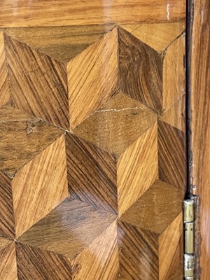 Lot 55 - A Royal French Louis XV kingwood, tulipwood, sycamore and parquetry inlaid meuble d'entrée