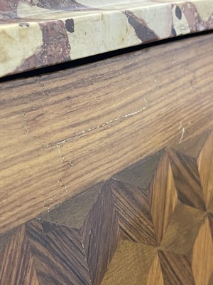Lot 55 - A Royal French Louis XV kingwood, tulipwood, sycamore and parquetry inlaid meuble d'entrée