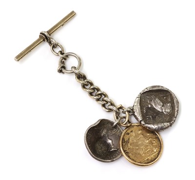 Lot 79 - A sterling silver fob chain with a sovereign dated 1926