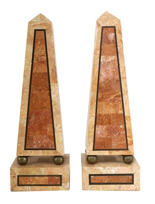 Lot 232 - A pair of modern marble veneered obelisks