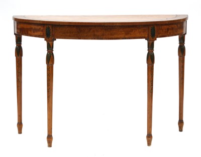 Lot 20 - A George III and later painted and inlaid satinwood pier table