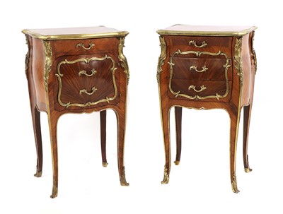 Lot 60 - A pair of French Louis XV-style kingwood and ormolu night tables