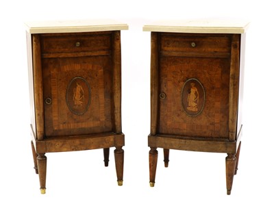 Lot 386 - A pair of Northern European bedside cabinets