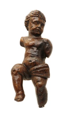 Lot 151 - A carved mahogany cherub