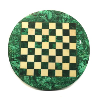 Lot 71 - A small malachite and white marble circular chessboard