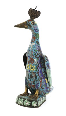 Lot 81 - A Chinese cloisonné duck