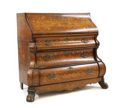 Lot 400 - A 19th century Dutch marquetry bombe bureau