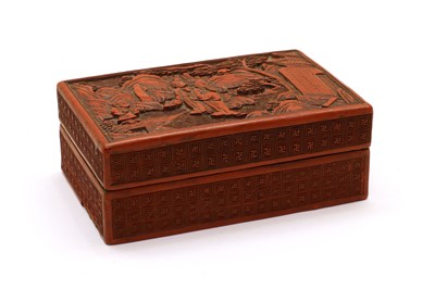Lot 65 - A Chinese Cinnabar lacquer rectangular box