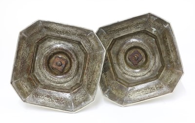 Lot 206 - A pair of Chinese paktong pricket candlesticks