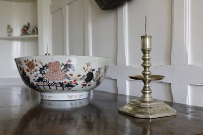 Lot 206 - A pair of Chinese paktong pricket candlesticks
