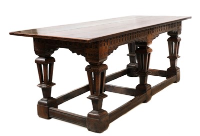 Lot 218 - A Jacobean style oak refectory table