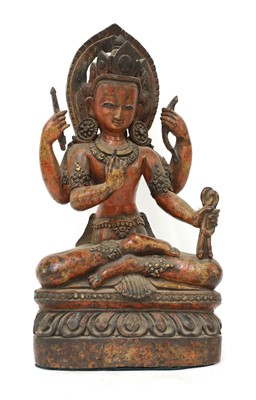 Lot 122 - A Chinese lacquered wood bodhisattva