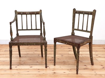 Lot 181 - Two Regency painted chairs