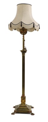 Lot 440 - An Edwardian telescope brass standard lamp