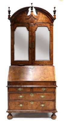 Lot 441 - A walnut bureau bookcase