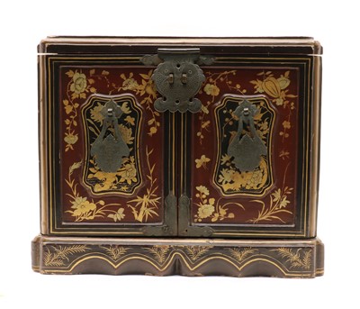 Lot 180 - A Chinese lacquered wood toilet box