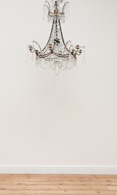 Lot 651 - A Danish Louis XVI-style brass-framed six-light chandelier
