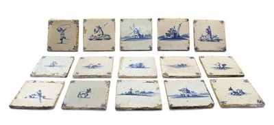 Lot 82 - A box of 18th and 19th century Delft tiles