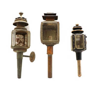 Lot 244 - A pair of black painted carriage lanterns