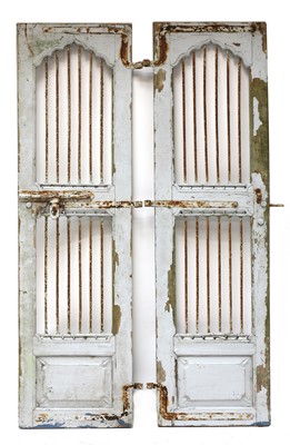 Lot 545 - A pair of Indian painted teak and wrought iron doors