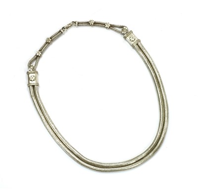 Lot 214 - A silver two row necklace