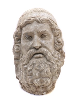 Lot 136 - A composite stone head of Neptune