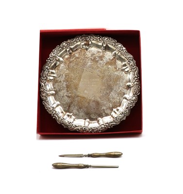 Lot 60 - A continental silver salver