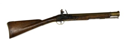 Lot 745 - A flintlock brass-barrelled blunderbuss