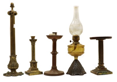 Lot 219 - A gilt metal column form table lamp