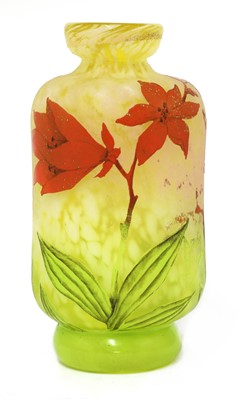Lot 9 - A Daum enamelled glass vase