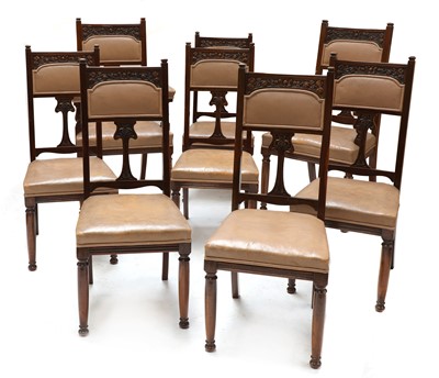 Lot 352 - A set of eight Art Nouveau walnut dining chairs