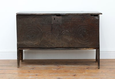 Lot 540 - An oak six-plank coffer