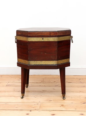 Lot 123 - A George III mahogany and brass-bound cellaret