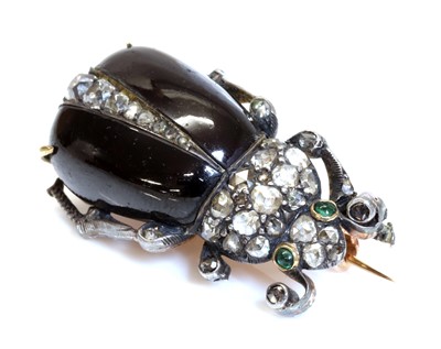 Lot 37 - A former Austro-Hungarian garnet and diamond beetle brooch, c.1870