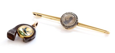 Lot 50 - A gold and steel reverse painted crystal intaglio charm/pendant, c.1890