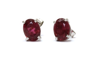Lot 101 - A pair of 18ct white gold pink tourmaline stud earrings