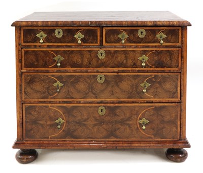 Lot 659 - A William and Mary oyster veneered laburnum and fruitwood inlaid chest of drawers