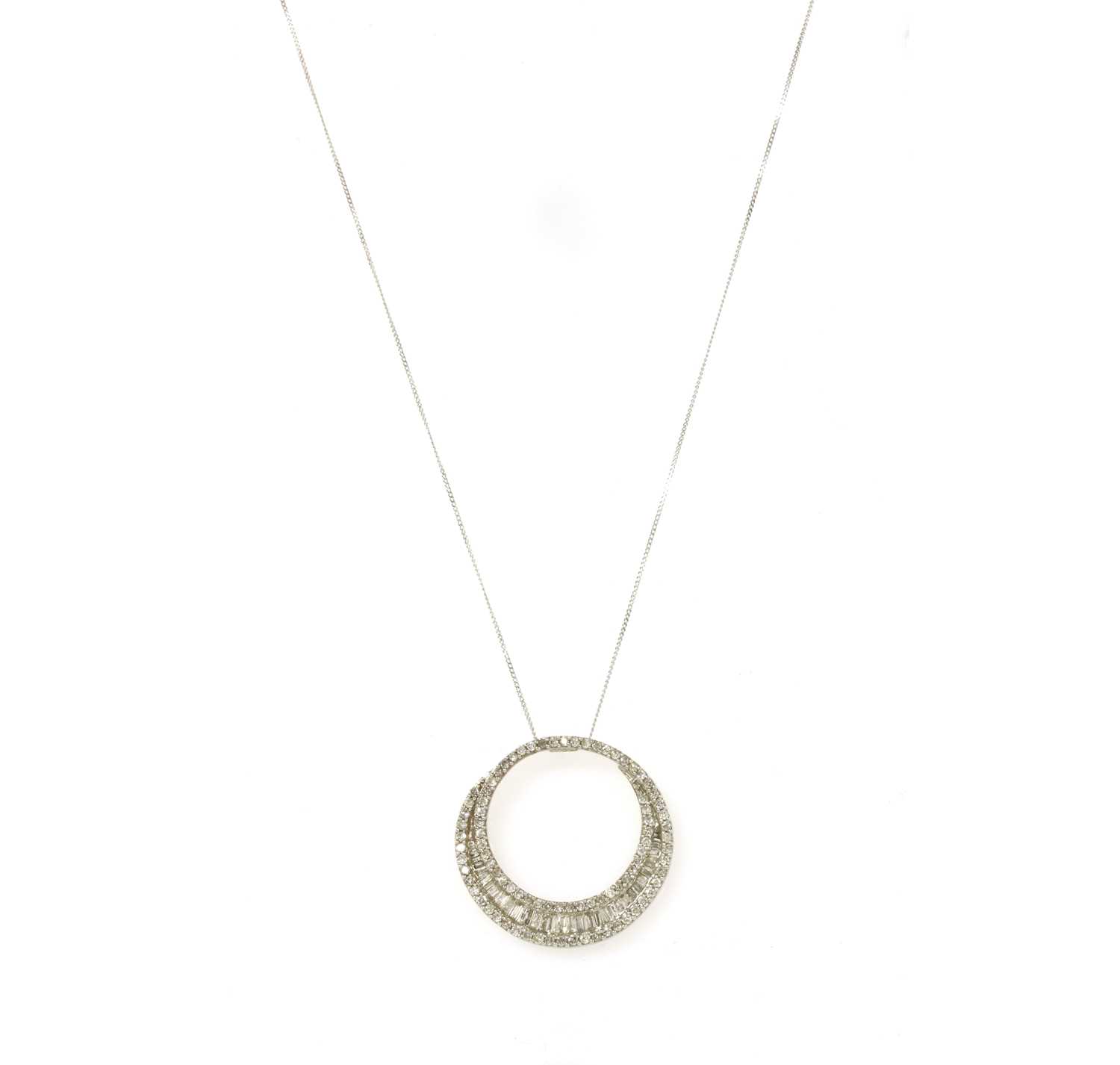 Lot 76 - A white gold diamond pendant
